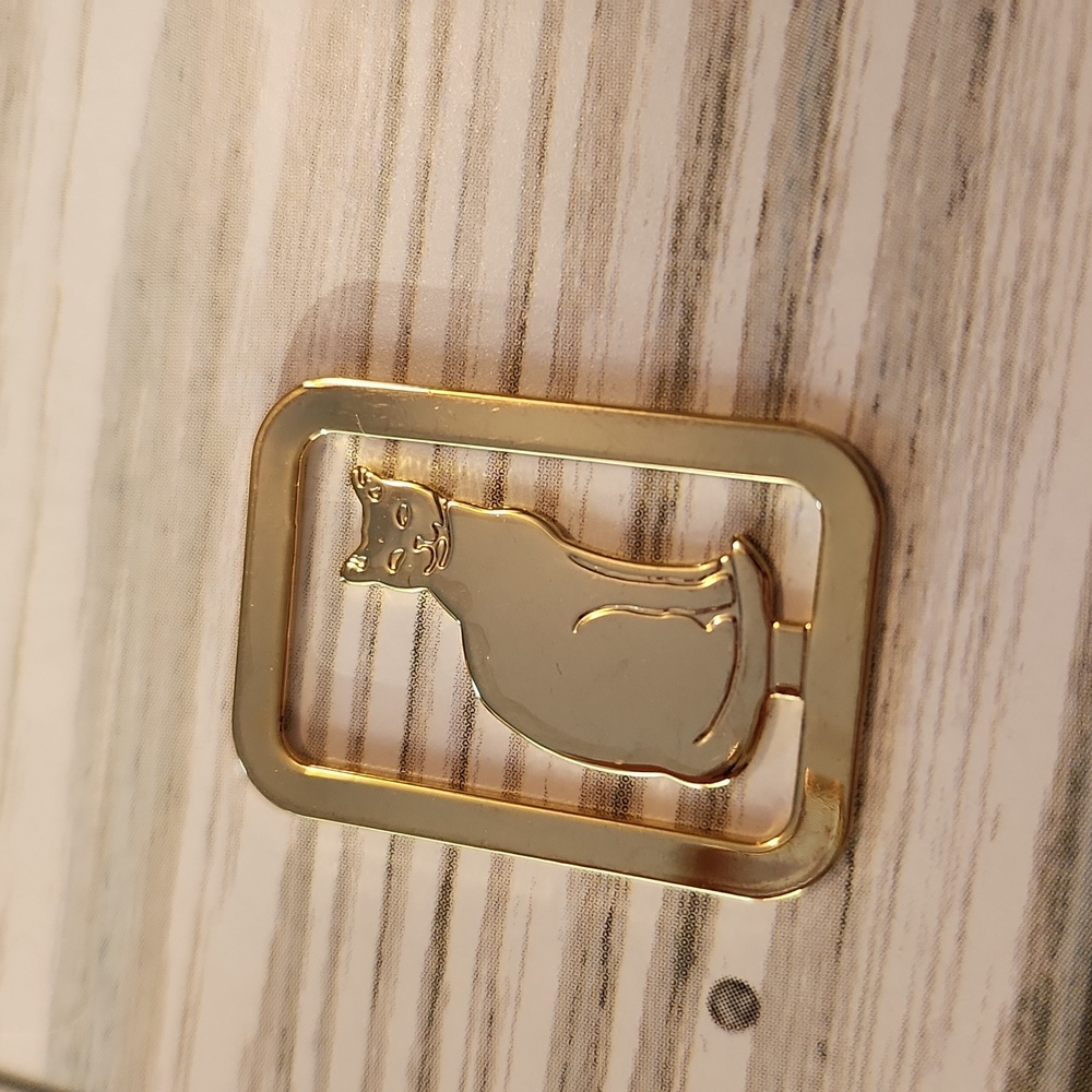 LILLIAN VERNON Cat Vintage Gold Tone Bookmark